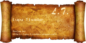 Lupu Tivadar névjegykártya